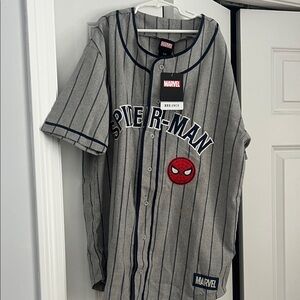 Marvel Gray and Navy Spider-Man Button Down Shirt